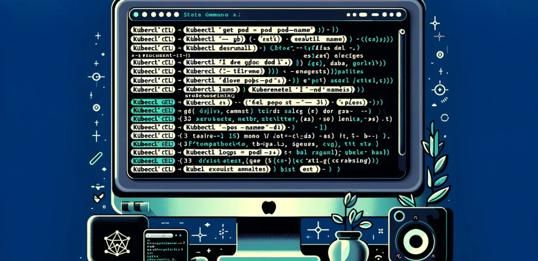 DALL·E 2024-04-11 13.40.00 – Create an informative and engaging illustration that showcases a list of essential Kubernetes troubleshooting commands. The image should resemble a co