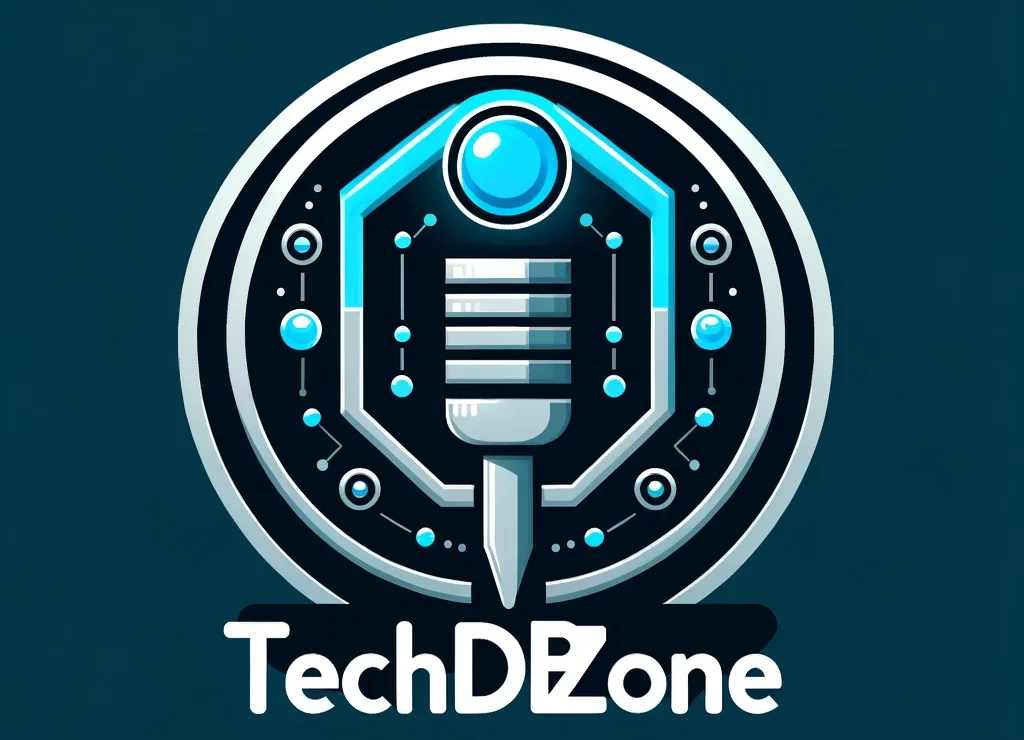 DALL·E 2024-04-11 13.27.48 – Adjust the previously designed logo for ‘TechDBzone’ by moving the company name so it appears directly below the symbol, while keeping the overall aes